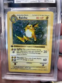 1st Edition Base Set Raichu BGS 7.5 Pokemon Card - Image 4