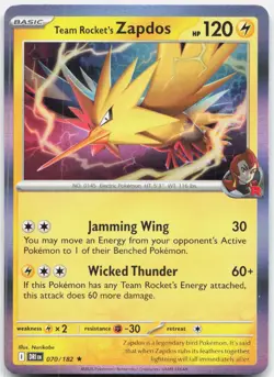 Team Rocket's Zapdos 070/182 Rare Destined Rivals Pokemon Near Mint - Image 1