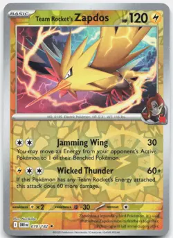 Team Rocket's Zapdos 070/182 Rare Destined Rivals Pokemon Near Mint - Image 1