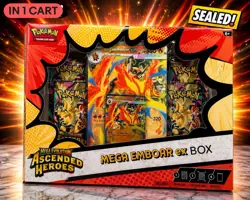 Pokemon TCG Mega Emboar EX Box Ascended Heroes Factory Sealed New - Image 1