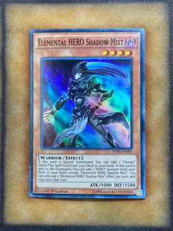 Yugioh Elemental HERO Shadow Mist SDHS-EN001 Super Rare 1st Ed NM - Image 1