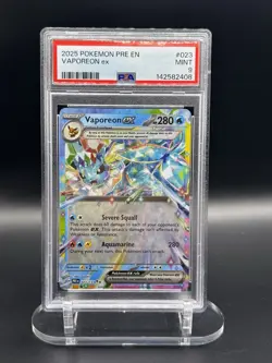 2025 POKEMON PRE EN-PRISMATIC EVOLUTIONS #023 VAPOREON EX PSA 9 - Image 1