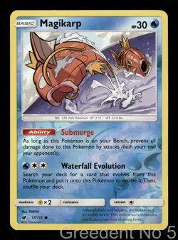 Magikarp 17/111 Common Crimson Invasion Pokemon Reverse Holo Lightly Played - Image 1