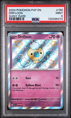2024 POKEMON PAF EN-PALDEAN FATES SHINY RARE #155 DRIFLOON PSA 9 - Image 1