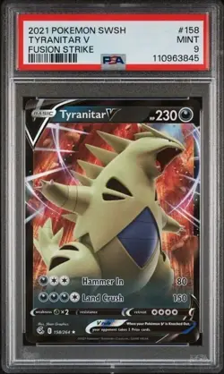 TYRANITAR V #158 PSA 9 • 2021 Pokemon Fusion Strike Ultra Rare Mint - Image 1