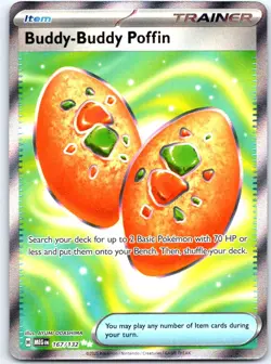 Buddy-Buddy Poffin 167/132 Ultra Rare Mega Evolution Pokemon Holo Near Mint - Image 1