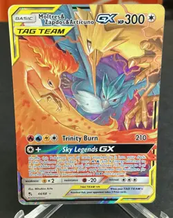2019 Pokemon Hidden Fates Moltres & Zapdos & Articuno Tag Team GX #44/68 - Image 1