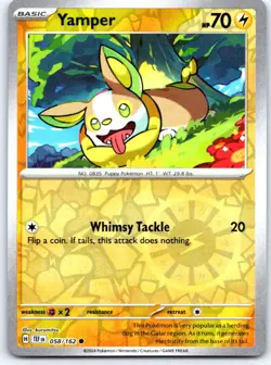 Yamper 058/162 Common Temporal Forces Pokemon Reverse Holo NM - Image 1