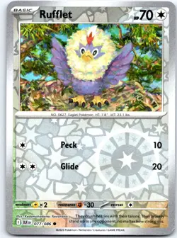Rufflet 077/086 Common Black Bolt Pokemon Reverse Holo NM - Image 1