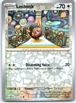 Lechonk 181/197 Common Obsidian Flames Pokemon Reverse Holo NM - Image 1