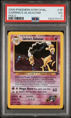 2000 POKEMON GYM CHALLENGE HOLO #16 SABRINA'S ALAKAZAM PSA 3 - Image 1