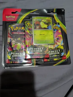 Perfect Order 3 Pack Blister Chikorita Sealed Promo | FREE SHIPPING | Pokemon - Image 1
