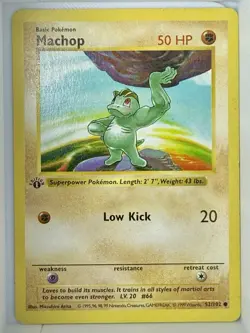 Pokemon Machop Base Set 1st Edition Common 50 HP 52/102 Regular WOTC 1999 - Image 1