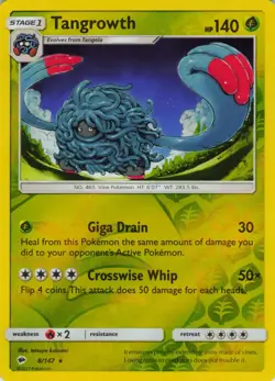 Tangrowth 8/147 Rare Burning Shadows Pokemon Reverse Holo Near Mint - Image 1