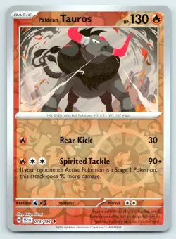 Pokemon Paldean Tauros Surging Sparks SSP UC REVERSE HOLO 018/191 NM - Image 1