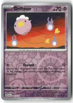 Drifloon 60/142 Common Stellar Crown Pokemon Reverse Holo Near Mint - Image 1