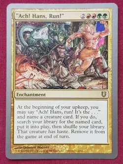 Magic The Gathering UNHINGED ACH HANS RUN red/green card MTG - Image 1