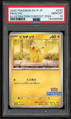 2025 POKEMON JPN SV-P PROMO ILLUSTRATION CONTEST 2024 #242 PIKACHU PSA 10 GEM - Image 1