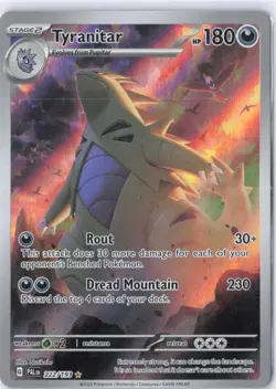 Pokemon Tyranitar Illustration Rare Full Art Holo Sv02 222/193 180 HP - Image 1