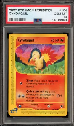 Pokemon Cyndaquil Expedition #104 PSA 10 Gem Mint - Image 1