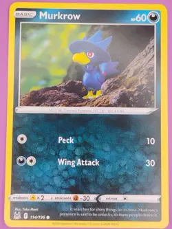 Murkrow 114/196 Lost Origin Regular Finish Pokemon Card Yuka Morii - Image 1