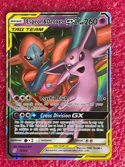 Pokemon Espeon & Deoxys GX 72/236 SM-Unified Minds Holo Near Mint NM - Image 3