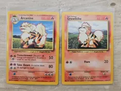 1999 Pokemon Cards Lot Of 4 Base Set Growlithe Arcanine Nidoran Nidorina - Image 2