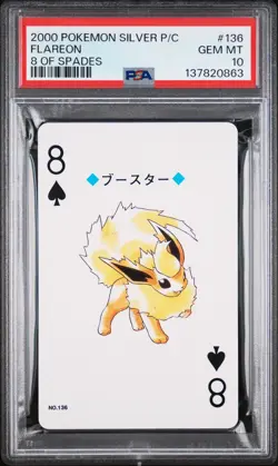 2000 POKEMON SILVER VERSION PLAYING CARDS 8 OF SPADES #136 FLAREON PSA 10 - Image 1