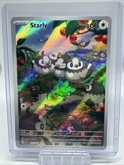 Pokemon TCG Starly 221/198SV01 Scarlet & Violet Illustration Rare Card - Image 1