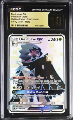 Pokemon Decidueye GX SV47 Ultra Rare Hidden Fates - CGC 10 PRISTINE - Image 1