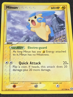 Pokemon - Minun - 37/106 - Uncommon- Emerald Pokemon - LP - Image 1