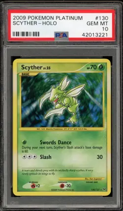 Pokemon Scyther Platinum Holo Secret Rare #130 PSA 10 Gem Mint - Image 1