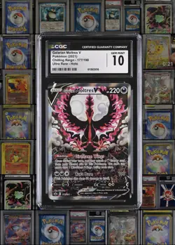 Pokemon CGC 10 Gem Mint Chilling Reign Alt Art Galarian Moltres V 177/198 - Image 1