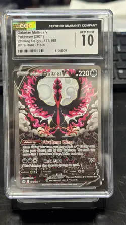 Pokemon CGC 10 Gem Mint Chilling Reign Alt Art Galarian Moltres V 177/198 - Image 2