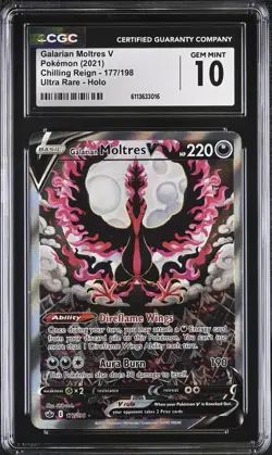Pokemon CGC 10 Gem Mint Chilling Reign Alt Art Galarian Moltres V 177/198 - Image 4