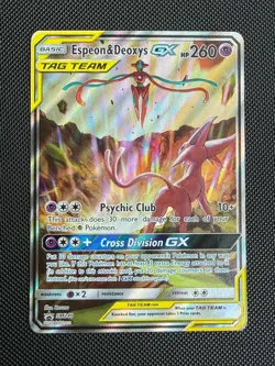 Pokemon Espeon & Deoxys GX Tag Team Full Art Holo Promo SM240 - NM-LP - Image 1