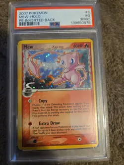 2007 Pokemon Pop Series 5 #3 Mew Holo P5-Inverted Back PSA 3 With Mark On - Image 1