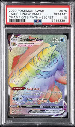 2020 POKEMON SWORD & SHIELD CHAMP'S PATH SECRET FULL ART/DREDNAW VMAX PSA 10 - Image 1