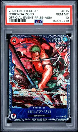 2025 ONE PIECE JAPANESE PROMOS OFFICIAL EVENT PRIZE-ASIA RORONOA ZORO PSA 10 - Image 1