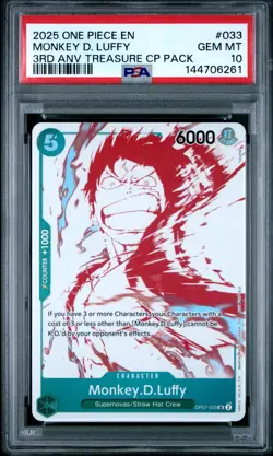 Monkey D. Luffy PSA 10 2025 One Piece 3rd Anniversary Treasure Campaign #033 - Image 1