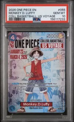 2026 ONE PIECE PROMOS COLLEGE BASKETBALL: US VOYAGE MONKEY D. LUFFY PSA 10 - Image 1