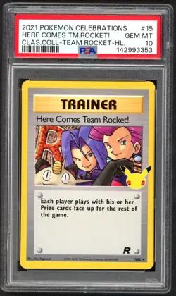Pokemon Cards - PSA 10 Here Comes Team Rocket! 15/82 - Celebrations 25th GEM MT - Image 1