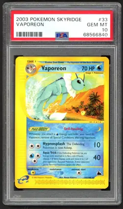 Pokemon Cards - PSA 10 Vaporeon 33/144 - Skyridge Non Holo - GEM MT - Image 1