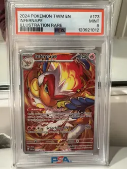 Pokemon TCG Infernape Twilight Masquerade PSA 9, Illustration Rare Card 173/167 - Image 1
