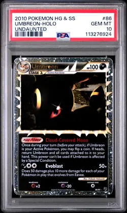 2010 POKEMON HEARTGOLD & SOULSILVER UNDAUNTED #86 UMBREON-HOLO PSA 10 - Image 1