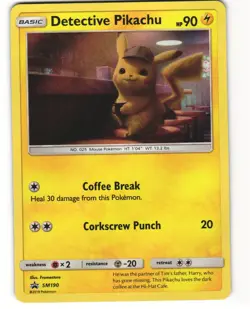 Detective Pikachu Holo Pokemon TCG Sun & Moon Promo SM190 LP - Image 1