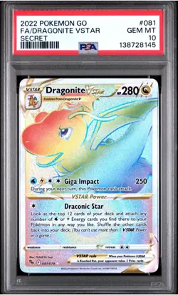 Pokemon Dragonite VSTAR Secret Rare Holo 081/078 Pokemon GO PSA 10 English - Image 1
