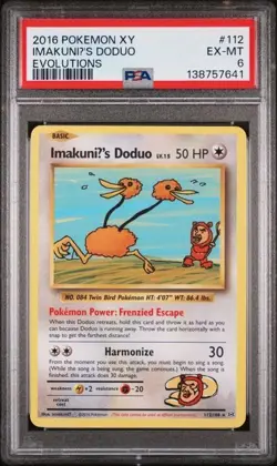 2016 Pokemon XY Evolutions 112/108 ImakuniU's Doduo PSA 6 Graded Rare SP - Image 1
