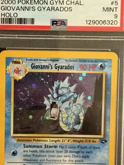 Pokemon TCG Giovanni's Gyarados Unlimited Holo 5/132 Gym Challenge PSA 9 Swirl!! - Image 1