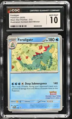 2025 Pokemon Feraligatr Black Star Promo Illustration Contest Winner CGC 10 - Image 1